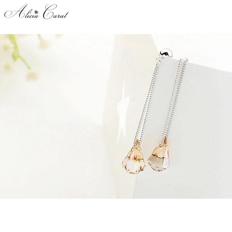 Boucles d&#39;Oreilles en Forme de Goutte d&#39;Eau Cristal