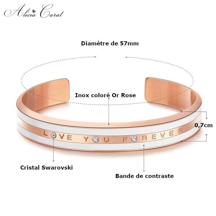 Bracelet Or Rose Femme I Love You Forever Cristal Swarovski