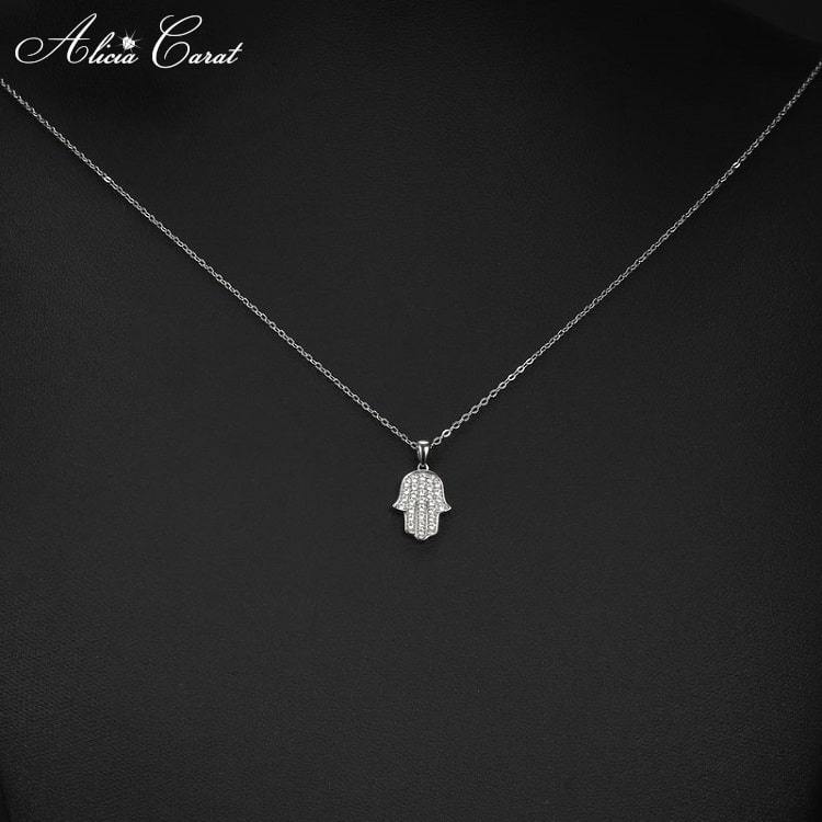 Chaîne avec Pendentif Main de Fatma Strass
