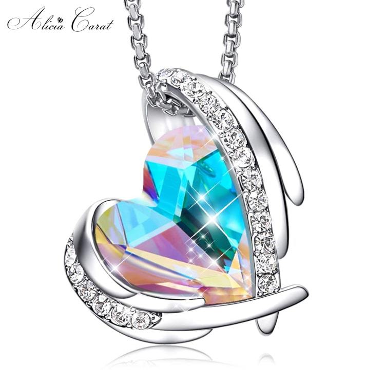 Collier Ailes d&#39;Ange Argent Aurore Boréale