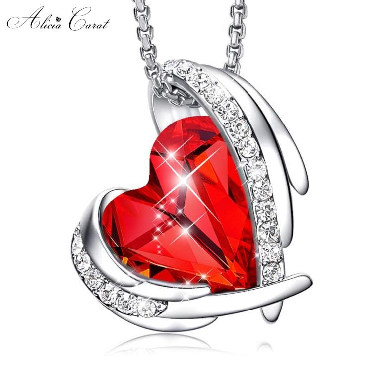 Collier Ailes d&#39;Ange Argent Rouge