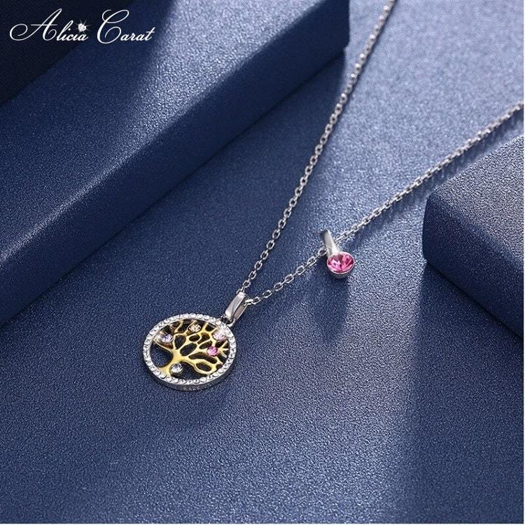 Collier Arbre de Vie Cristal Swarovski Argent