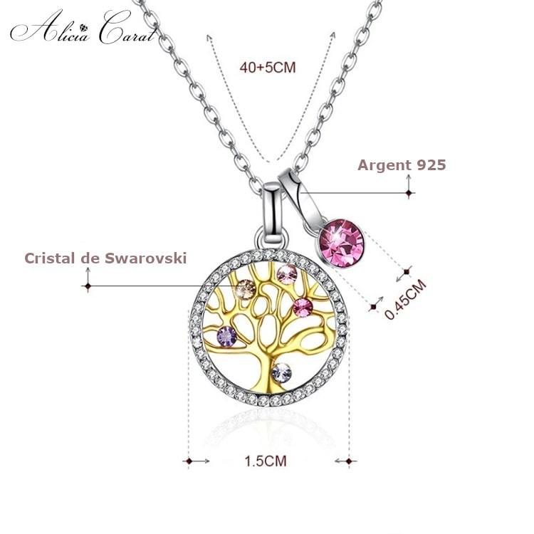 Collier Arbre de Vie Cristal Swarovski Dimensions