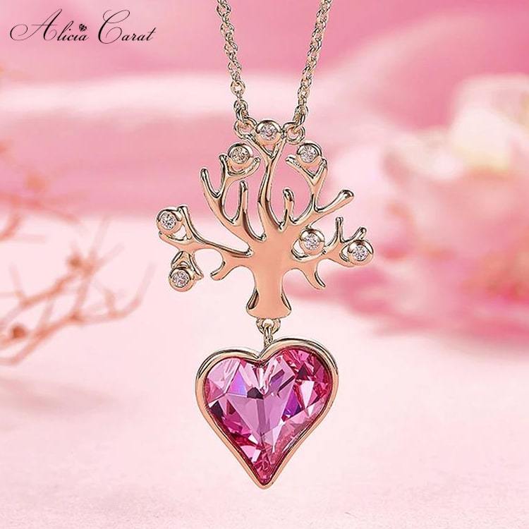 Collier Arbre de Vie Or Rose Cristal Swarovski