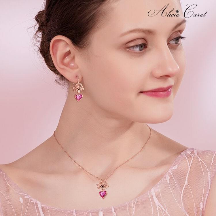 Collier Arbre de Vie Or Rose avec pierre