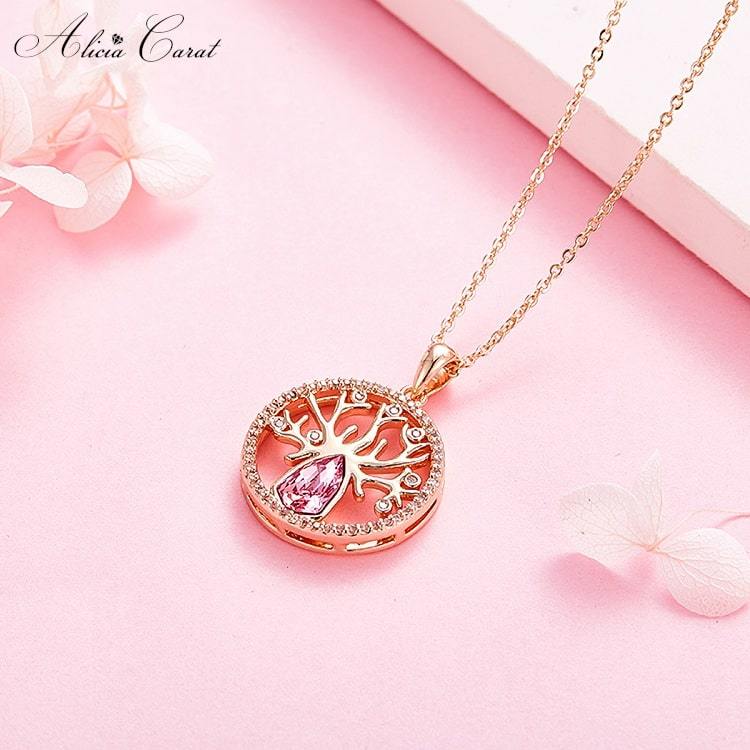 Collier Arbre de Vie Or et Strass Pas Cher