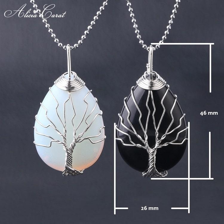 Collier Arbre de Vie Pierre Dimensions
