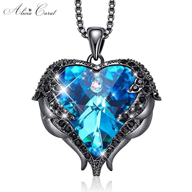 Collier Cœur d&#39;Ange Bleu Noir
