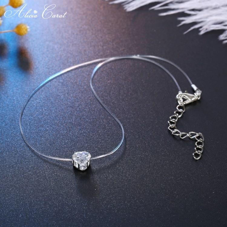 Collier Fil de Pêche Cœur Ajustable