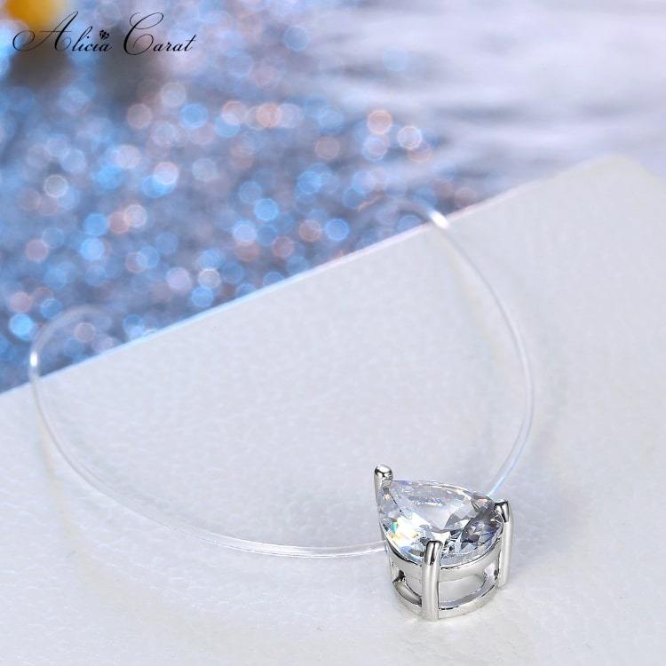Collier Fil de Pêche Zirconium Goutte