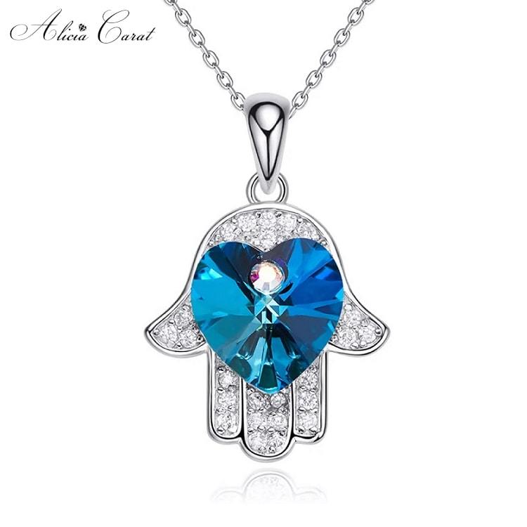 Collier Main de Fatma Bleu Cristal