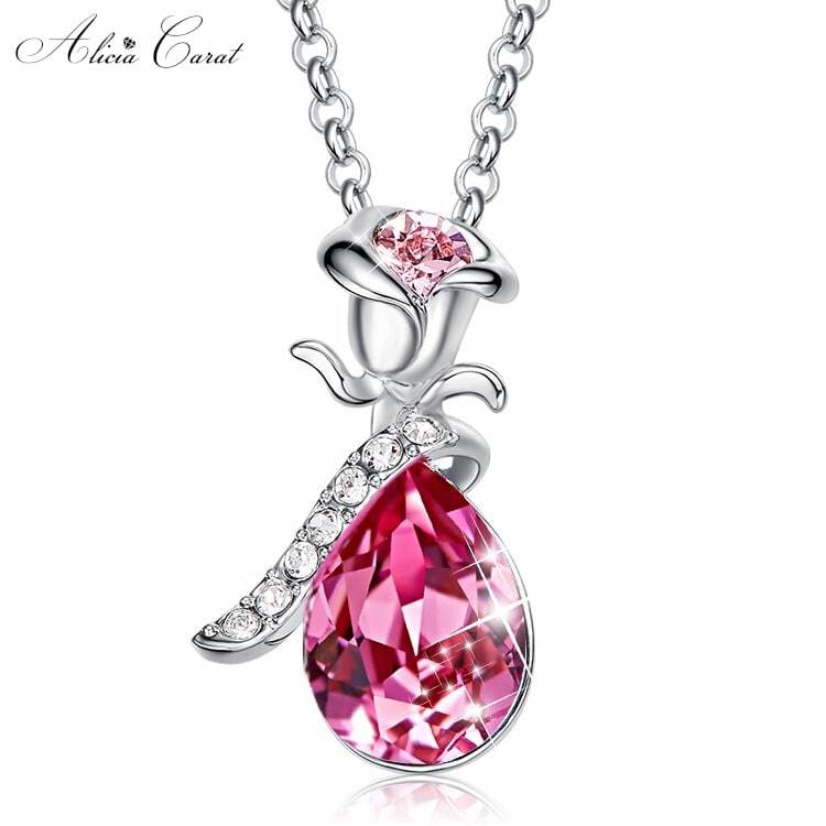 Collier Pendentif Rose Éternelle