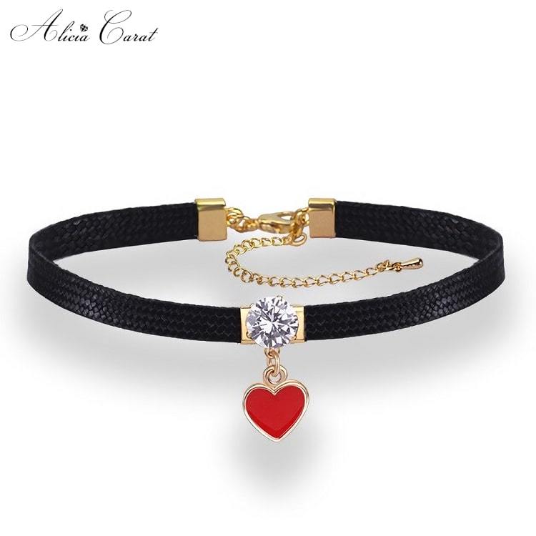 Collier Ras de Cou Cœur Rouge