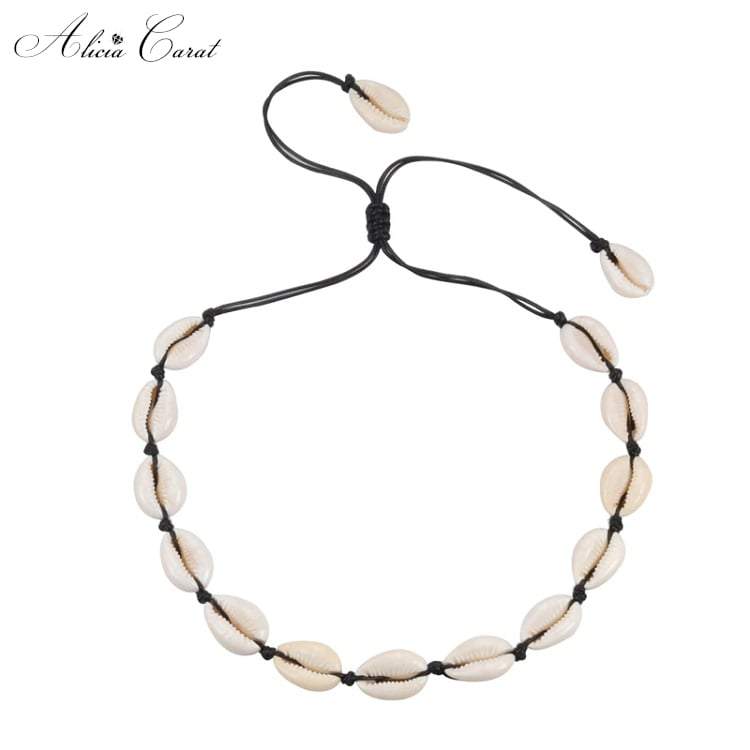 Collier Ras de Cou Noir Coquillage