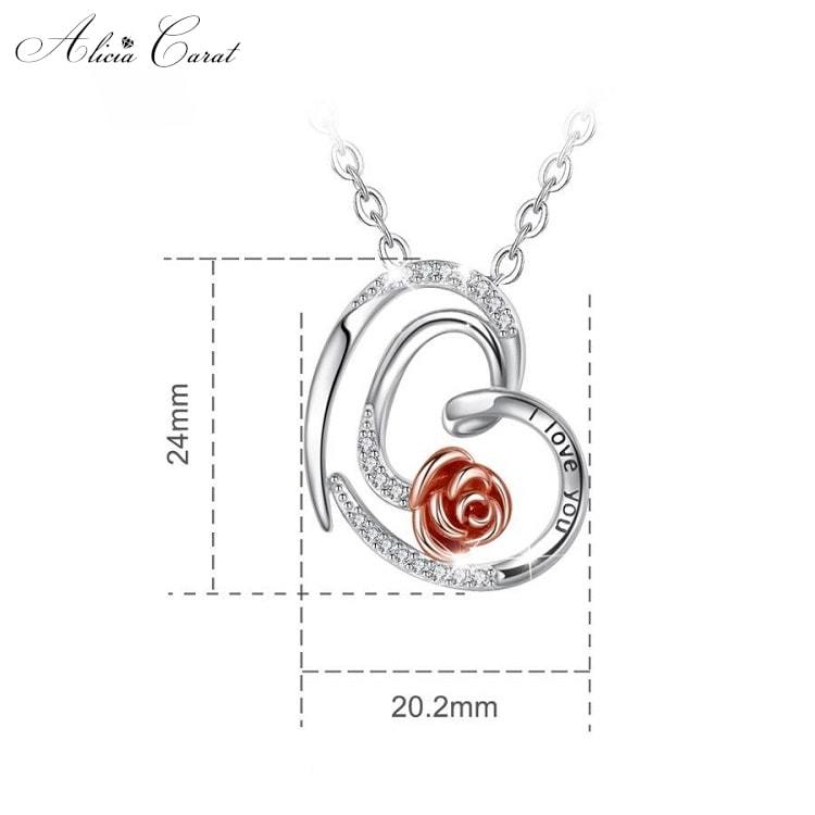 Collier Rose Éternelle Cœur Fleuri Dimensions