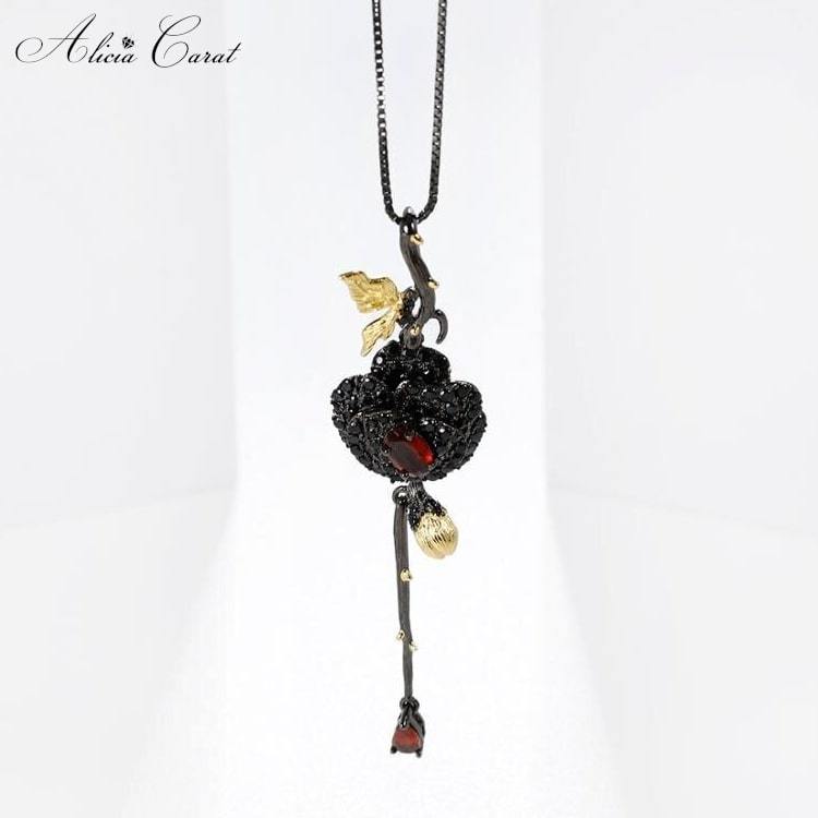Collier Rose Éternelle Fleur Noire