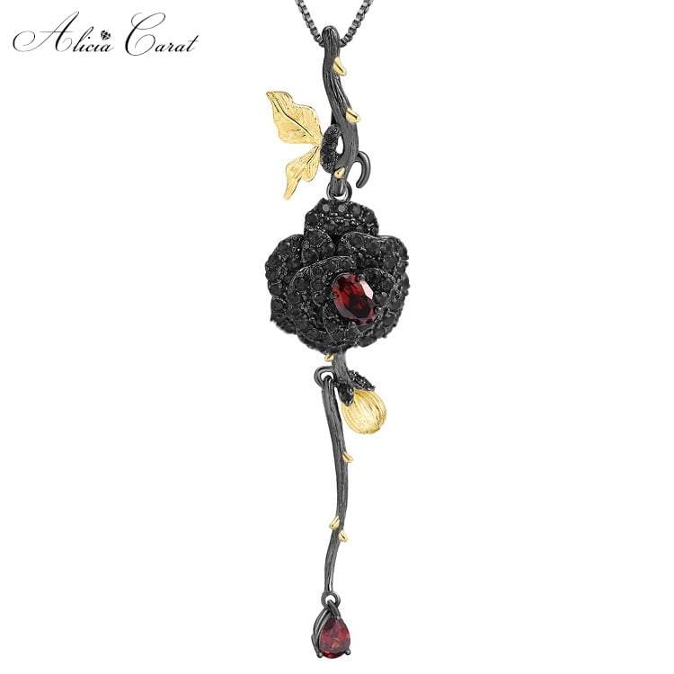 Collier Rose Éternelle Noire