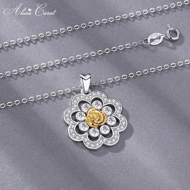 Collier Rose Éternelle Or et Argent