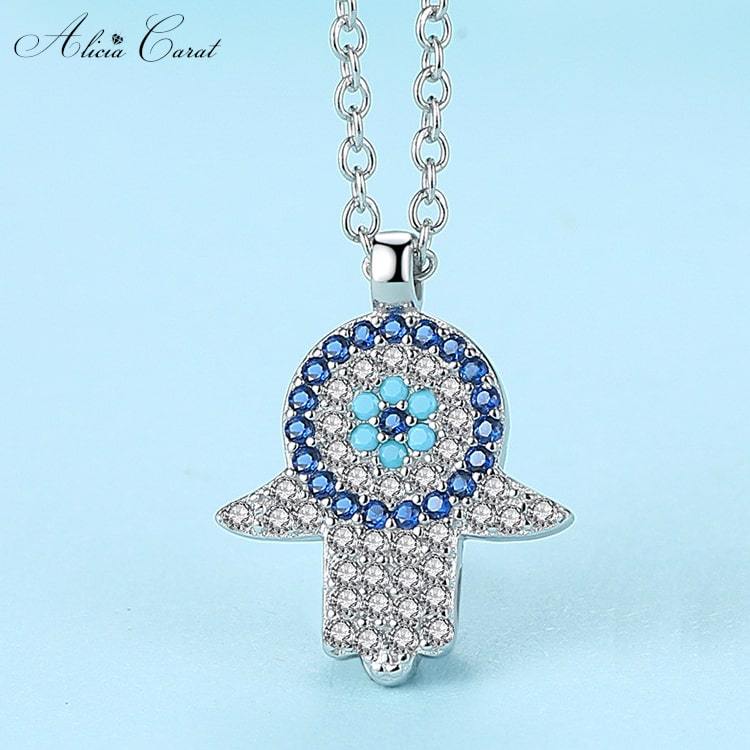 Collier avec Main de Fatma Turquoise Alicia Carat