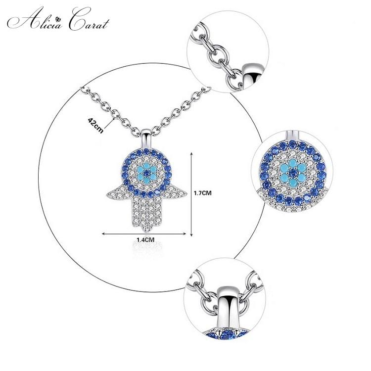 Collier avec Main de Fatma Turquoise Argent