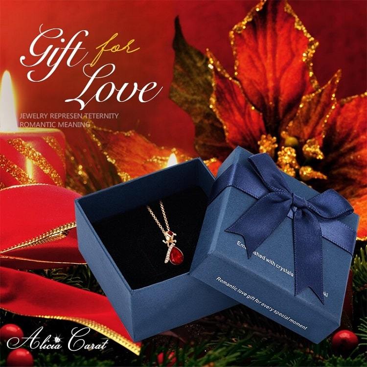 Collier avec une Rose Éternelle Rouge Or Rose