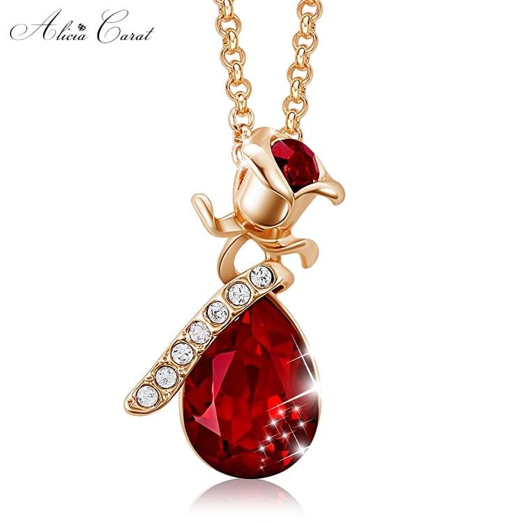 Collier avec une Rose Éternelle Rouge