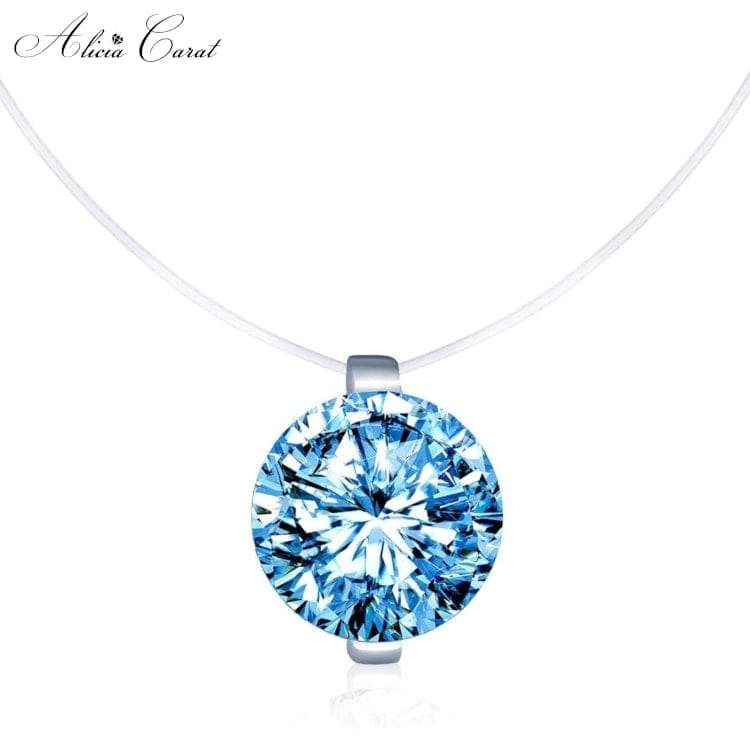 Collier fil de pêche strass bleu