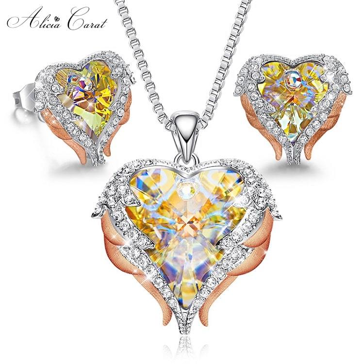 Parure Bijoux Ailes Rose