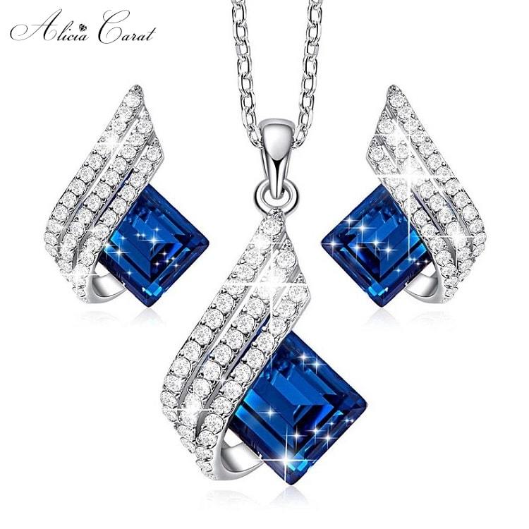 Parure Bijoux Bleu Marine