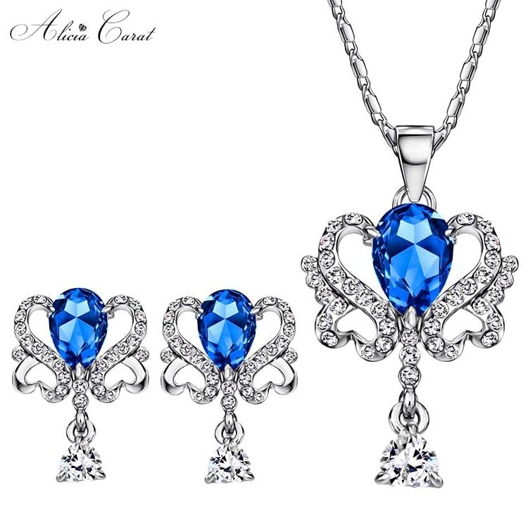 Parure Bijoux Bleu Roi