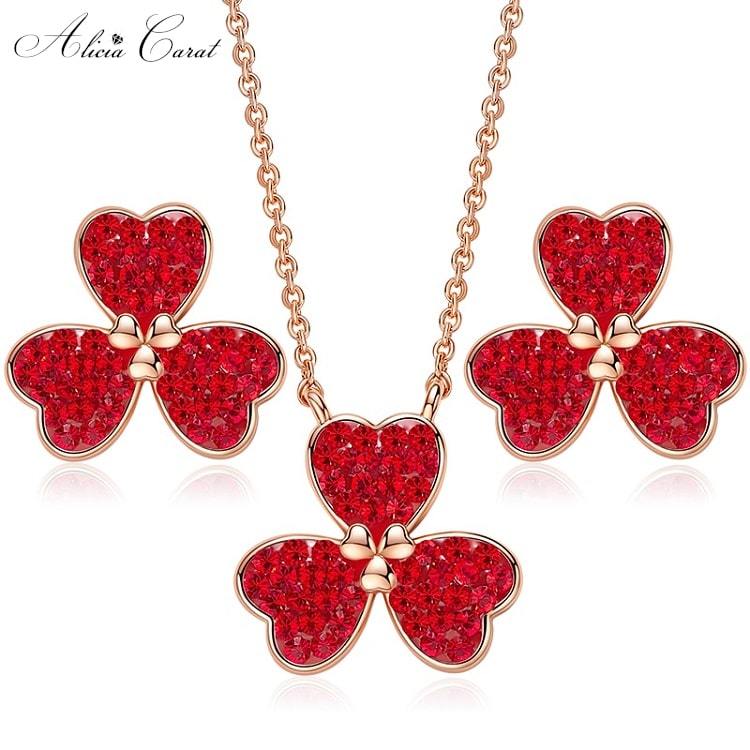 Parure Bijoux Fantaisie Rouge