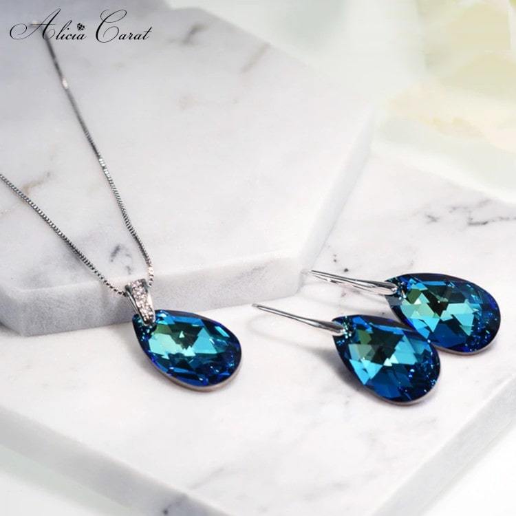 Parure Bijoux Larme Étincelante Cristal de Swarovski