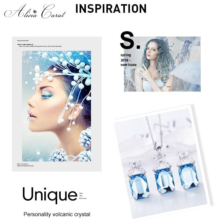 Parure Bijoux Mariage Cristal Swarovski bleu