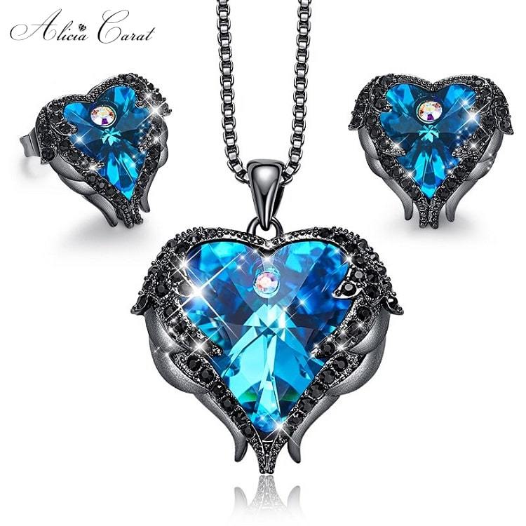 Parure Bijoux Noir Bleu