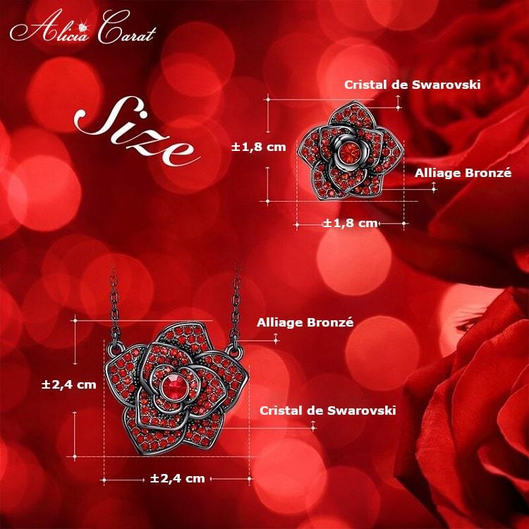 Parure Bijoux Rouge et Noir Cristal