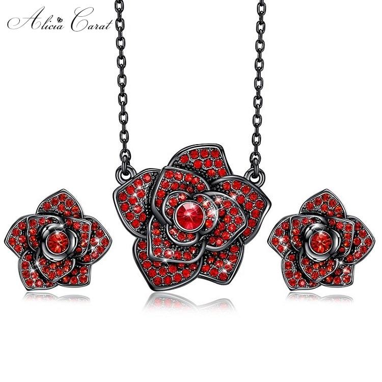 Parure Bijoux Rouge et Noir