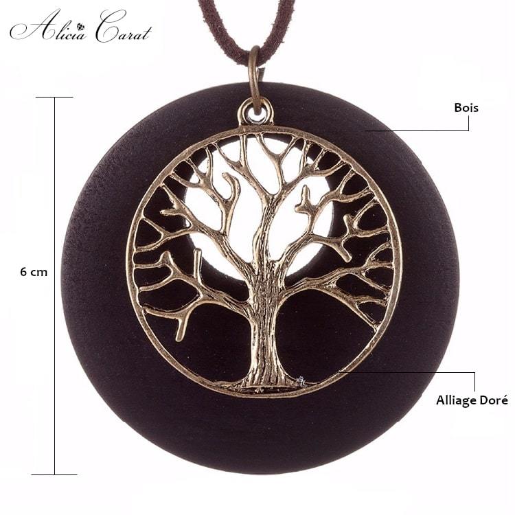 Pendentif Arbre de Vie Bois Dimensions